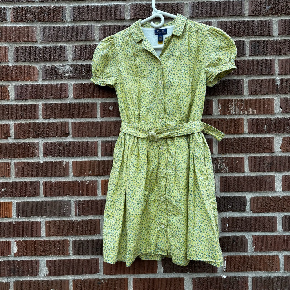 Polo Ralph Lauren Floral Cotton Lined Oxford Shirtdress Girls Sz 12 Belted